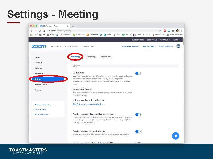 Settings - Meeting 