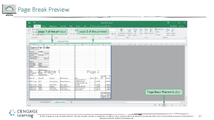 Page Break Preview © 2017 Cengage Learning. All Rights Reserved. May not be copied,