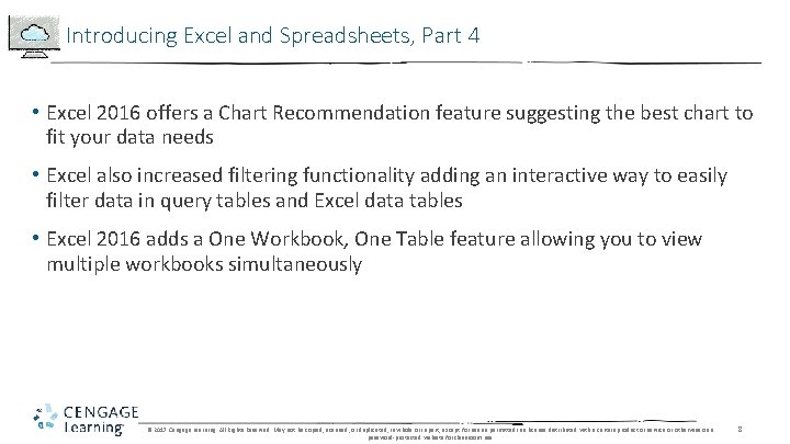 Introducing Excel and Spreadsheets, Part 4 • Excel 2016 offers a Chart Recommendation feature