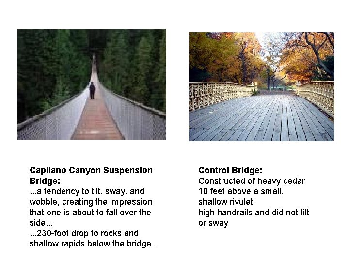 Capilano Canyon Suspension Bridge: . . . a tendency to tilt, sway, and wobble,