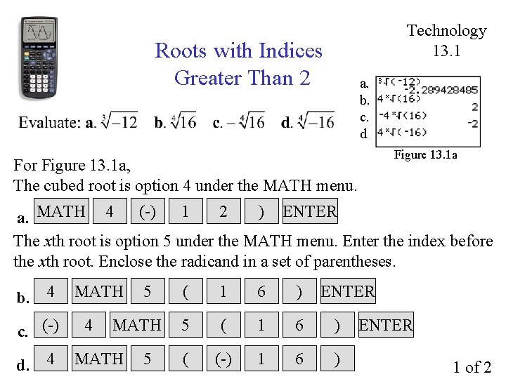 Root Math Index Technology 13 1 Roots with Indices Greater Than