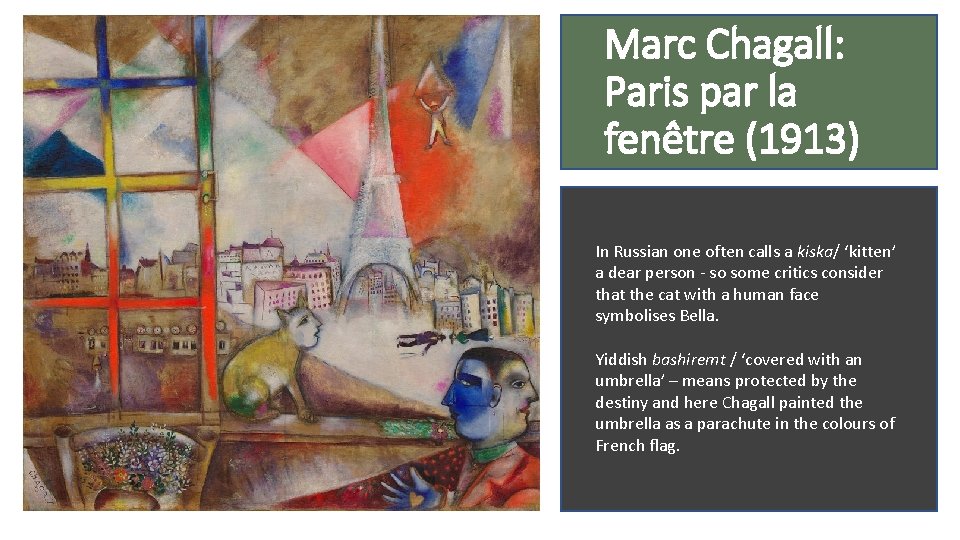 Marc Chagall: Paris par la fenêtre (1913) In Russian one often calls a kiska/
