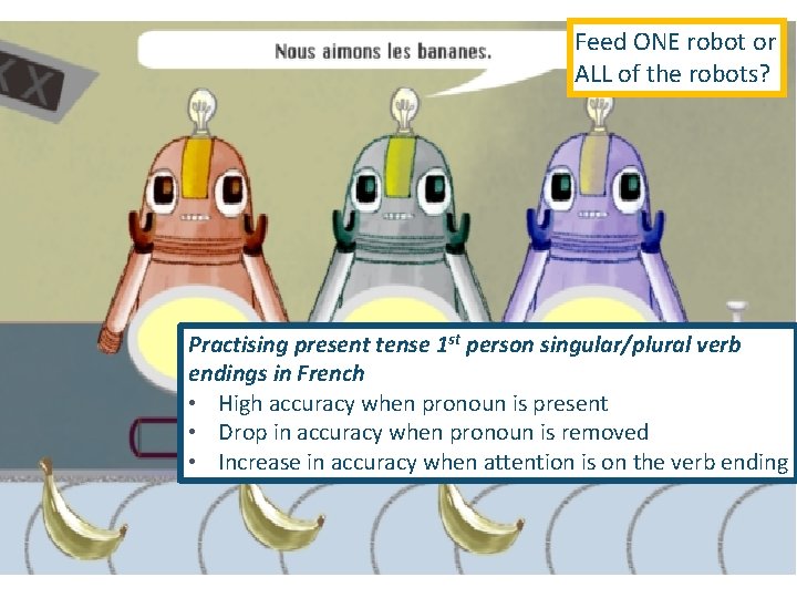 Feed ONE robot or ALL of the robots? Practising present tense 1 st person