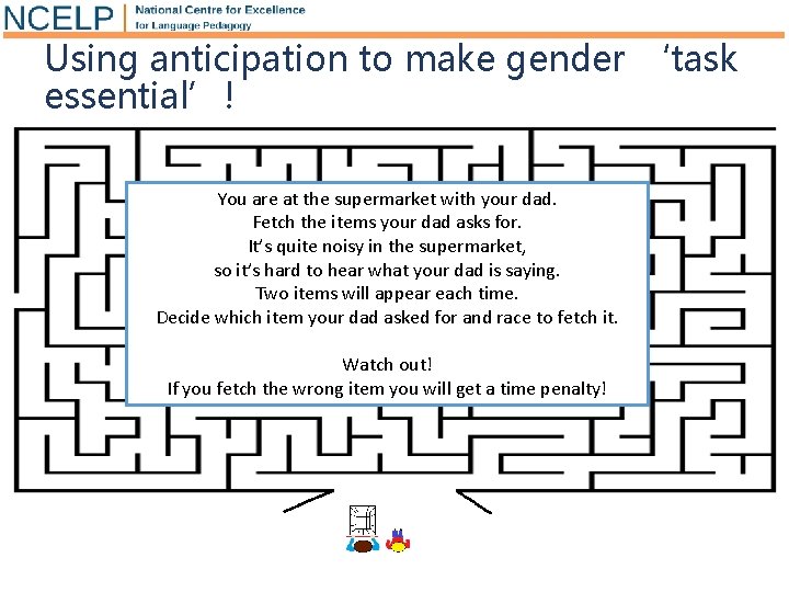 Using anticipation to make gender ‘task essential’! You are at the supermarket with your