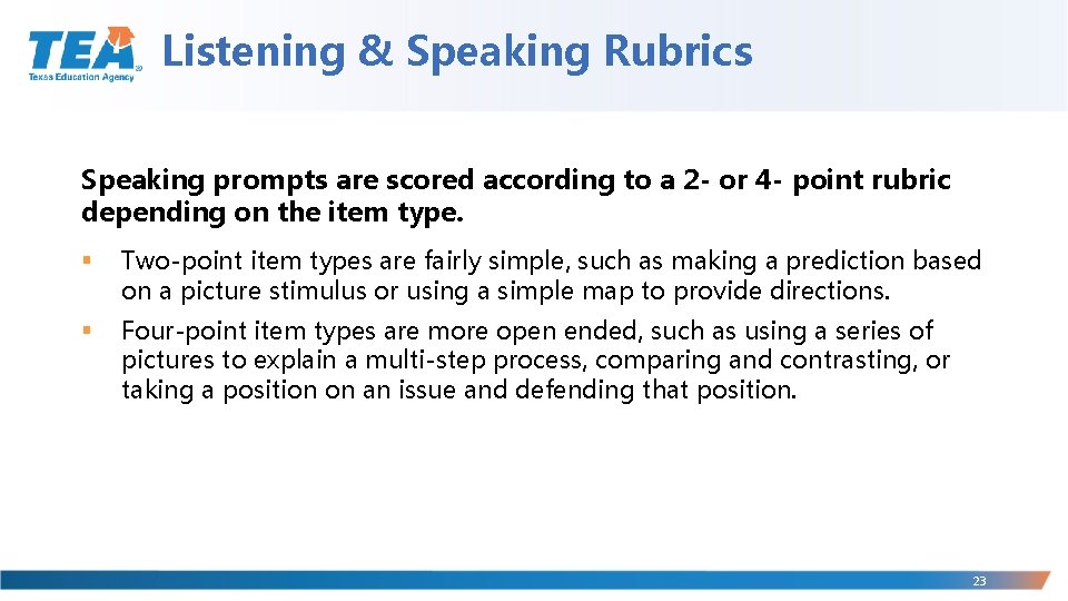 Listening & Speaking Rubrics Speaking prompts are scored according to a 2 - or Listening & Speaking Rubrics Speaking prompts are scored according to a 2 - or