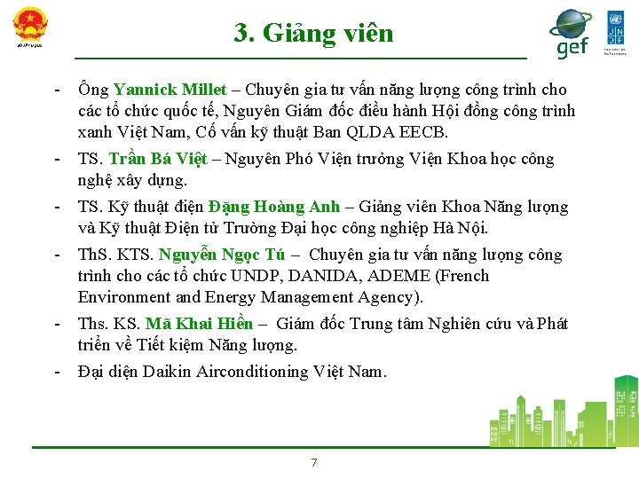 3. Giảng viên - Ông Yannick Millet – Chuyên gia tư vấn năng lượng