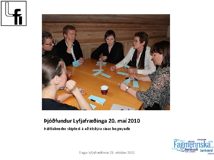 Þjóðfundur Lyfjafræðinga 20. maí 2010 Þátttakendur skiptust á að útskýra sínar hugmyndir Dagur lyfjafræðinnar