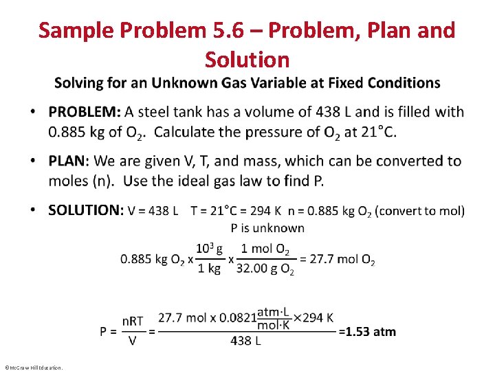  • Sample Problem 5. 6 – Problem, Plan and Solution ©Mc. Graw-Hill Education.