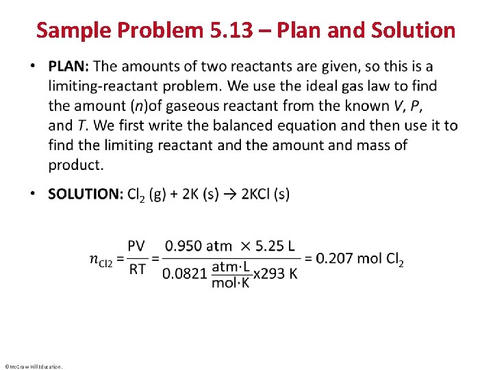 Sample Problem 5. 13 – Plan and Solution • ©Mc. Graw-Hill Education. 