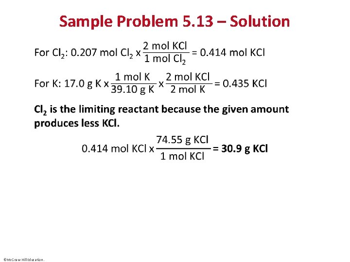 Sample Problem 5. 13 – Solution • ©Mc. Graw-Hill Education. 