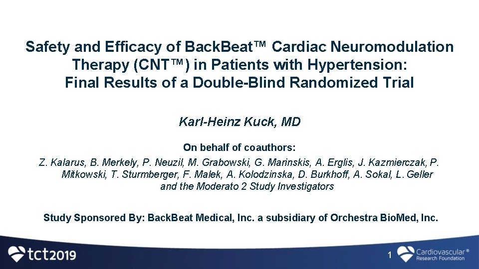 Safety and Efficacy of Back. Beat™ Cardiac Neuromodulation Therapy (CNT™) in Patients with Hypertension: