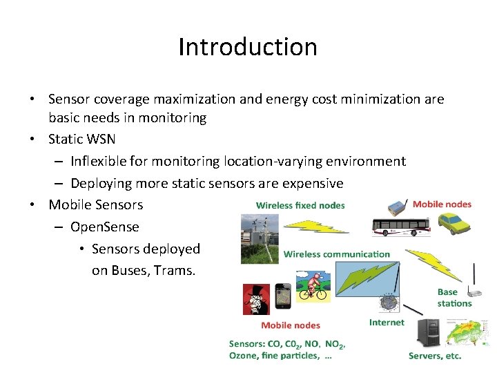 Introduction • Sensor coverage maximization and energy cost minimization are basic needs in monitoring