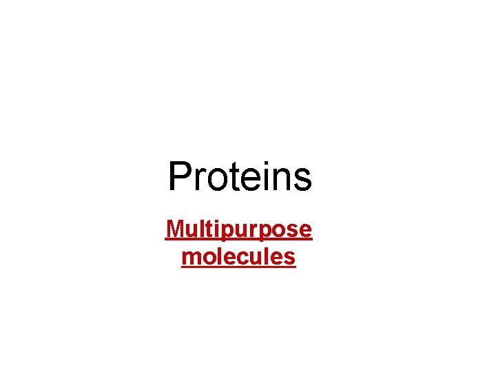 Proteins Multipurpose molecules 