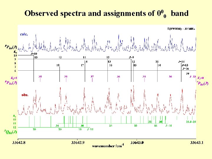 Observed spectra and assignments of 000 band 