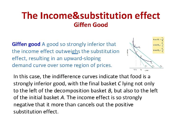 The Income&substitution effect Giffen Good Giffen good A good so strongly inferior that the