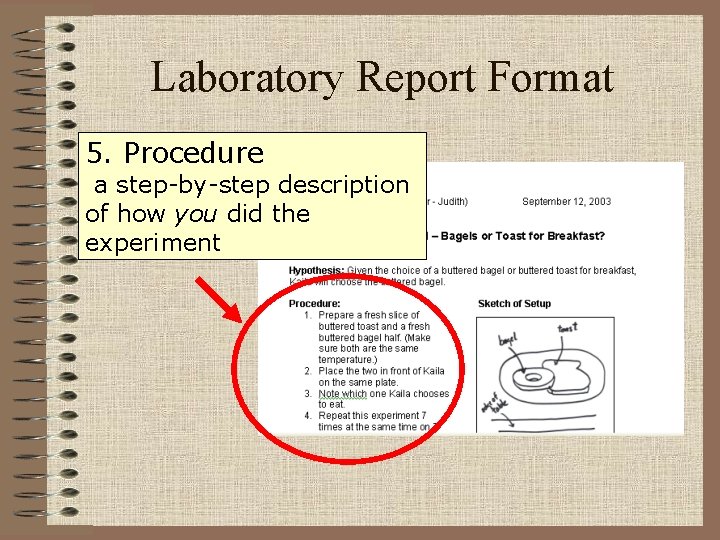 Laboratory Report Format 5. Procedure a step-by-step description of how you did the experiment