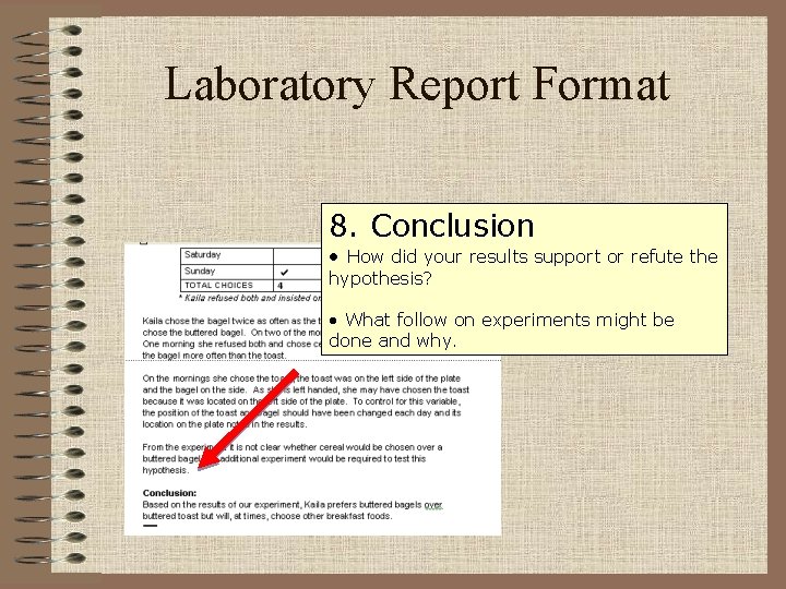 Laboratory Report Format 8. Conclusion • How did your results support or refute the