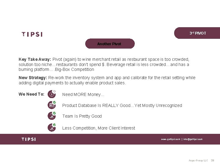 3 rd PIVOT Another Pivot Key Take Away: Pivot (again) to wine merchant retail