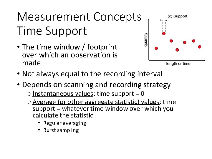Measurement Concepts Time Support • The time window / footprint over which an observation