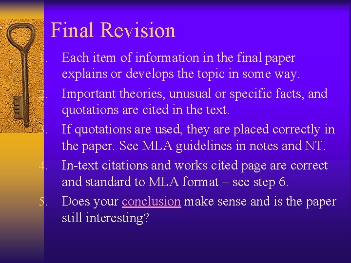 Final Revision 1. 2. 3. 4. 5. Each item of information in the final