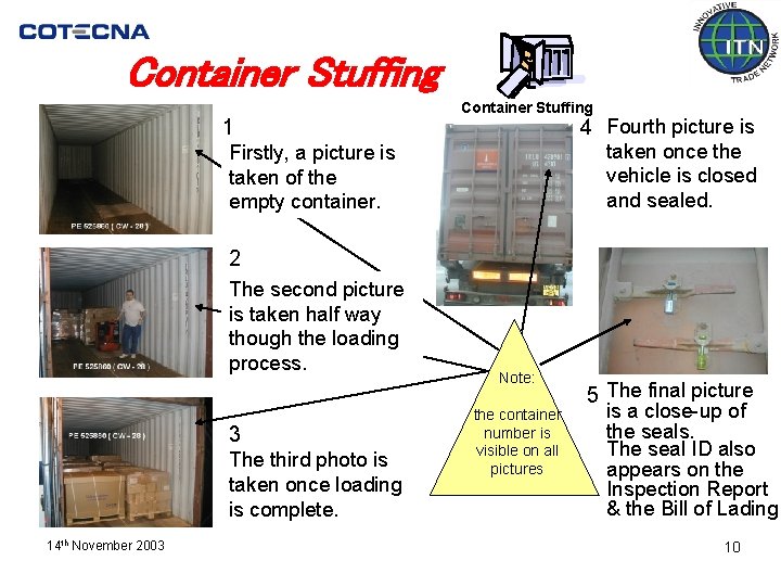 Container Stuffing 1 Container Stuffing 4 Fourth picture is taken once the vehicle is