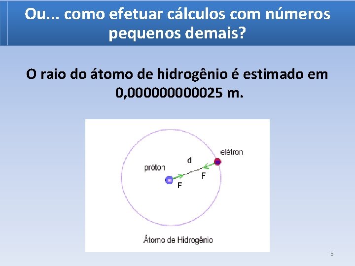 Ou. . . como efetuar cálculos com números pequenos demais? O raio do átomo