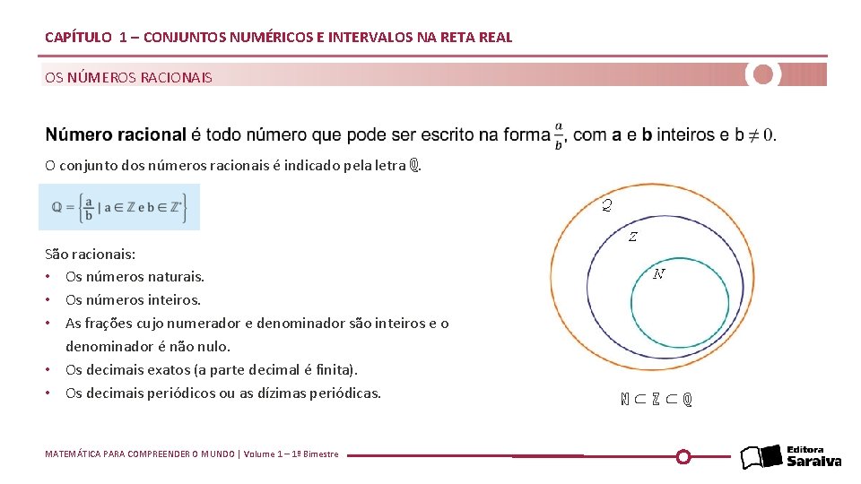 CAPÍTULO 1 – CONJUNTOS NUMÉRICOS E INTERVALOS NA RETA REAL OS NÚMEROS RACIONAIS O