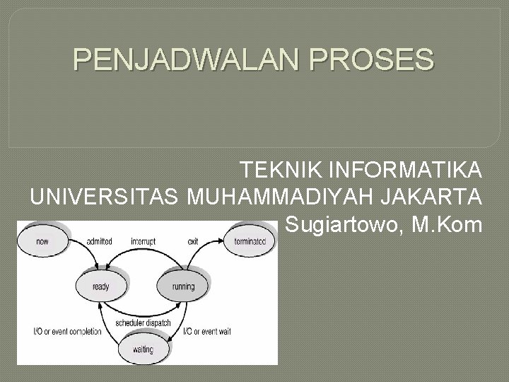 PENJADWALAN PROSES TEKNIK INFORMATIKA UNIVERSITAS MUHAMMADIYAH JAKARTA Sugiartowo, M. Kom 