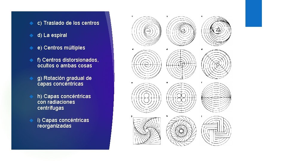  c) Traslado de los centros d) La espiral e) Centros múltiples f) Centros