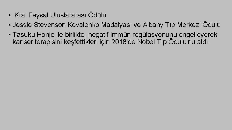  • Kral Faysal Uluslararası Ödülü • Jessie Stevenson Kovalenko Madalyası ve Albany Tıp