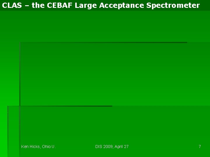 CLAS – the CEBAF Large Acceptance Spectrometer Ken Hicks, Ohio U. DIS 2009, April