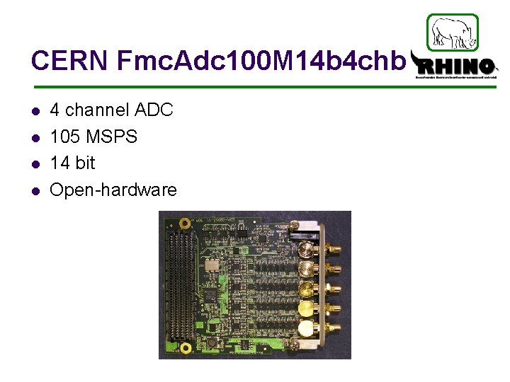 CERN Fmc. Adc 100 M 14 b 4 chb l l 4 channel ADC