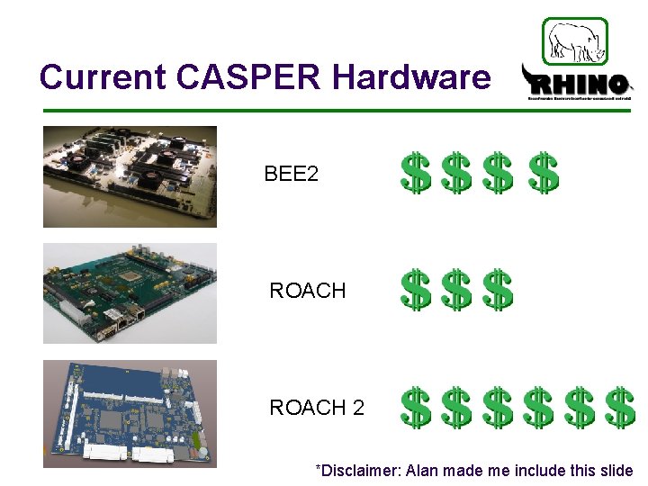 Current CASPER Hardware BEE 2 ROACH 2 *Disclaimer: Alan made me include this slide