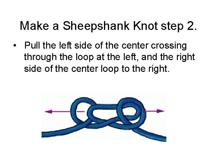 Make a Sheepshank Knot step 2. • Pull the left side of the center