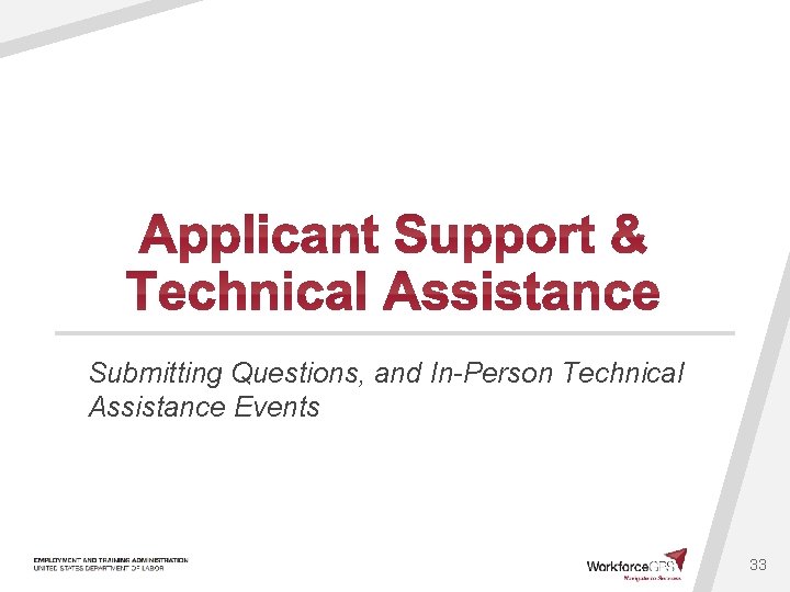 Submitting Questions, and In-Person Technical Assistance Events 33 