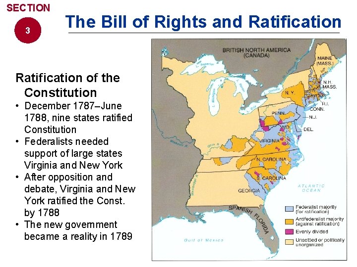 SECTION 3 The Bill of Rights and Ratification of the Constitution • December 1787–June