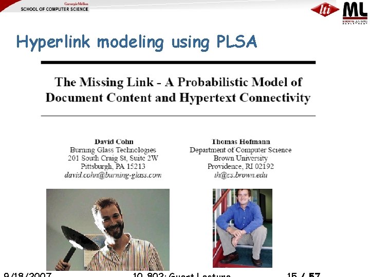 Hyperlink modeling using PLSA 