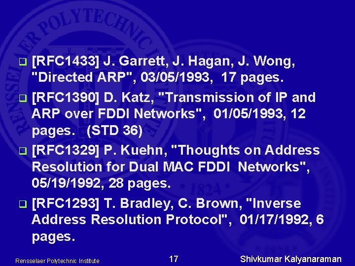 [RFC 1433] J. Garrett, J. Hagan, J. Wong, "Directed ARP", 03/05/1993, 17 pages. q