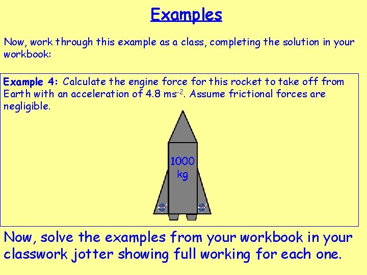 Examples Now, work through this example as a class, completing the solution in your