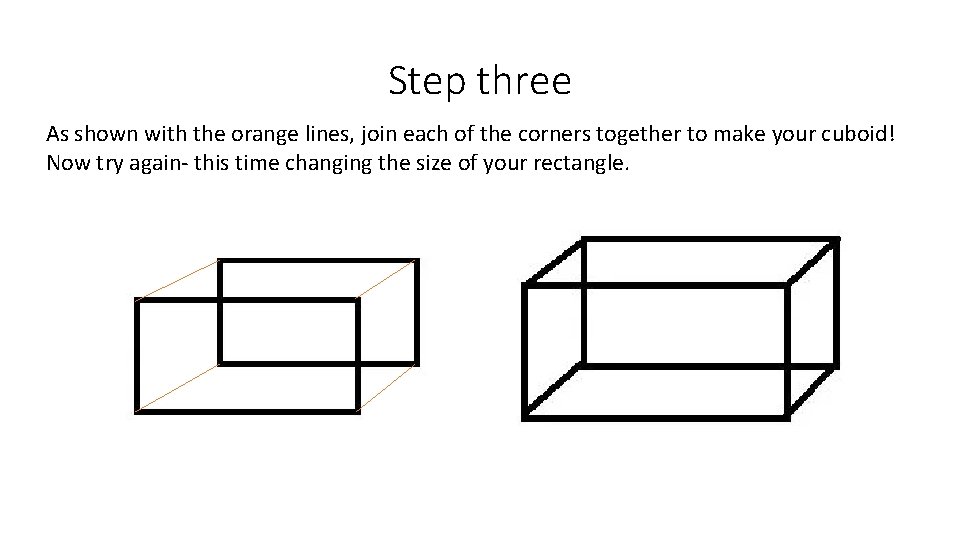 Step three As shown with the orange lines, join each of the corners together