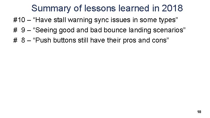 Summary of lessons learned in 2018 #10 – “Have stall warning sync issues in