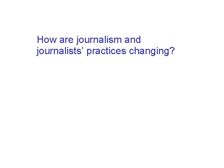 How are journalism and journalists’ practices changing? 