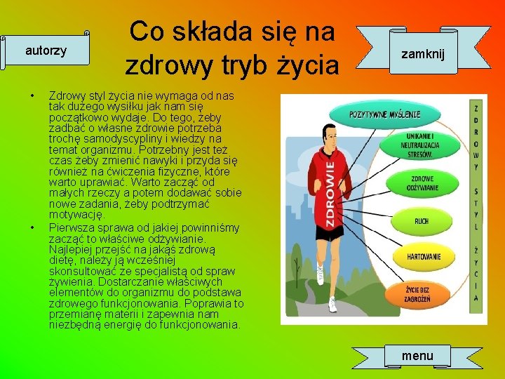 autorzy • • Co składa się na zdrowy tryb życia zamknij Zdrowy styl życia