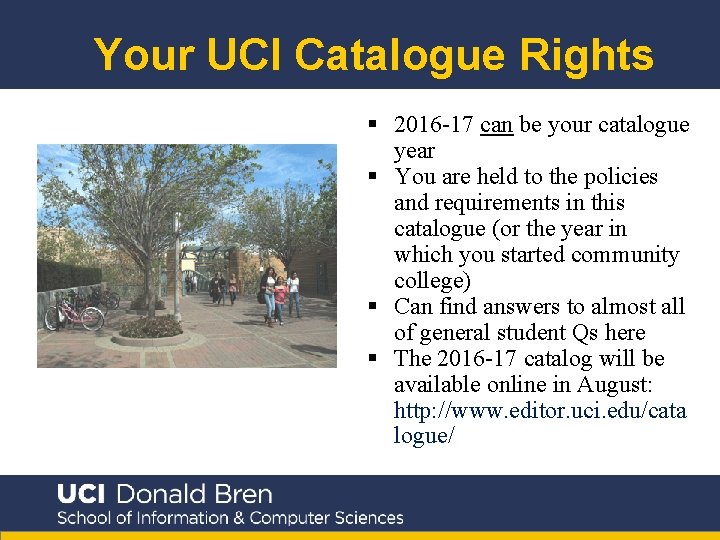 Your UCI Catalogue Rights § 2016 -17 can be your catalogue year § You