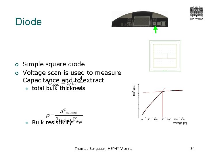 Diode ¡ ¡ Simple square diode Voltage scan is used to measure Capacitance and