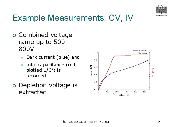 Example Measurements: CV, IV ¡ ¡ Combined voltage ramp up to 500800 V l