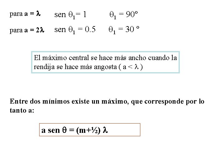 para a = sen 1= 1 1 = 90º para a = 2 sen