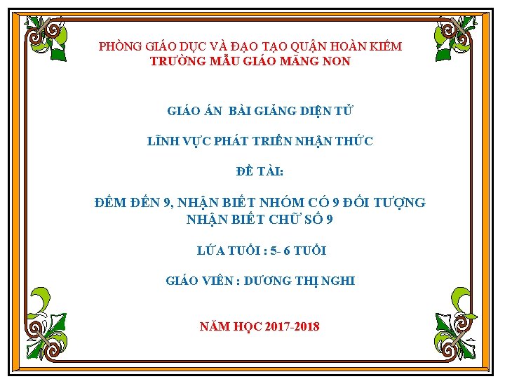 PHÒNG GIÁO DỤC VÀ ĐẠO TẠO QUẬN HOÀN KIẾM TRƯỜNG MẪU GIÁO MĂNG NON