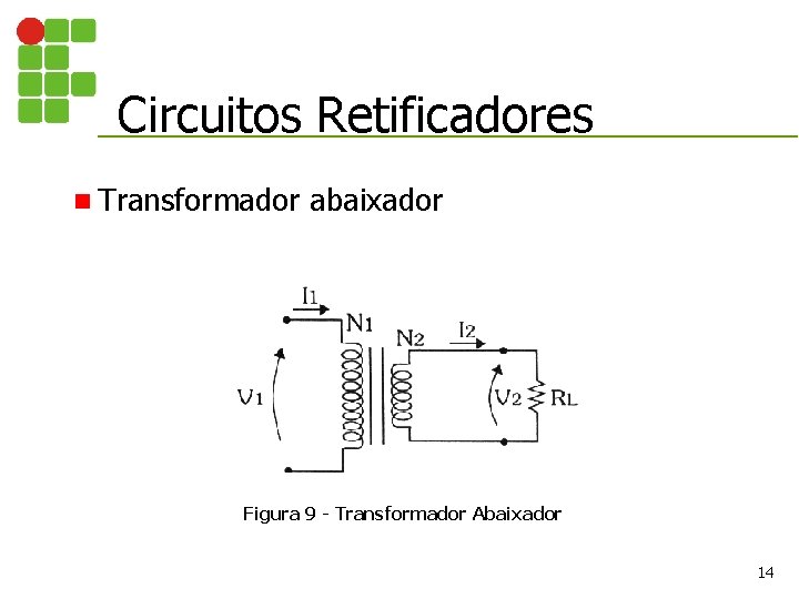 Circuitos Retificadores n Transformador abaixador Figura 9 - Transformador Abaixador 14 