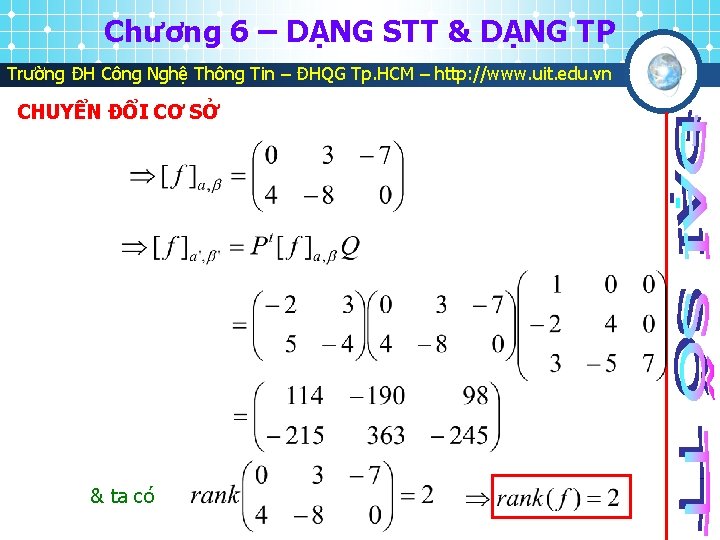 Chương 6 – DẠNG STT & DẠNG TP Trường ĐH Công Nghệ Thông Tin